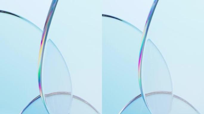 透明曲线玻璃，3d渲染。