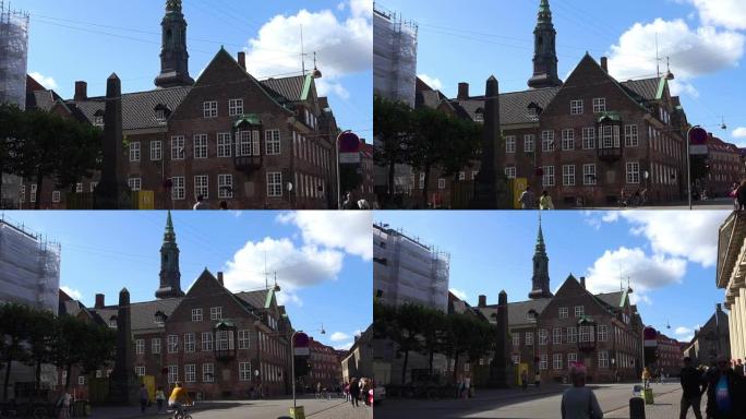 哥本哈根市中心的古老狭窄街道。老城。丹麦。