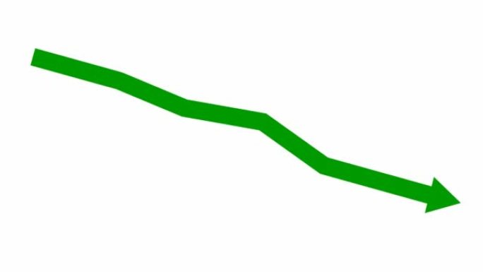动画绿色箭头。经济衰退图表。经济危机，衰退，下降图。利润下降。矢量插图孤立在白色背景上。