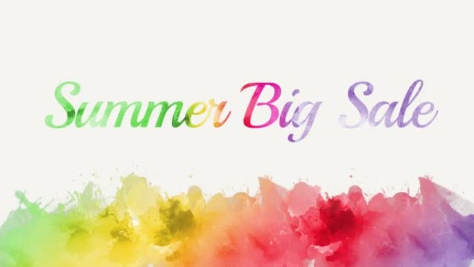 Summer Big Sale with rainbow watercolor paint on p