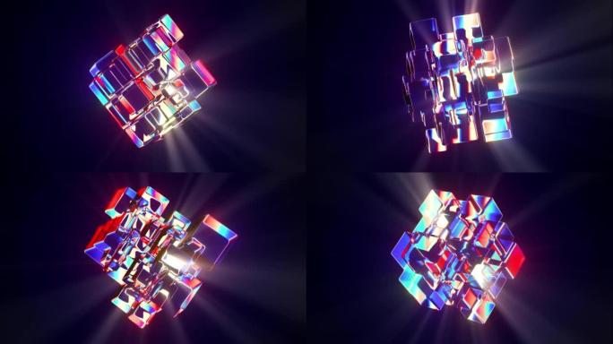 玻璃形状与光线抽象循环动画