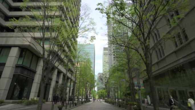 新绿色购物街大楼外墙城市绿化城市街头