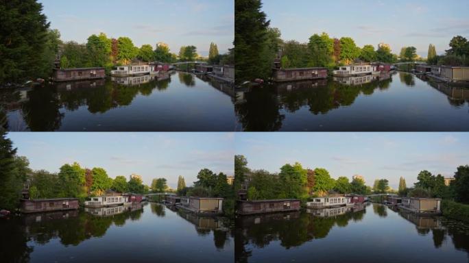 春天荷兰运河的风景