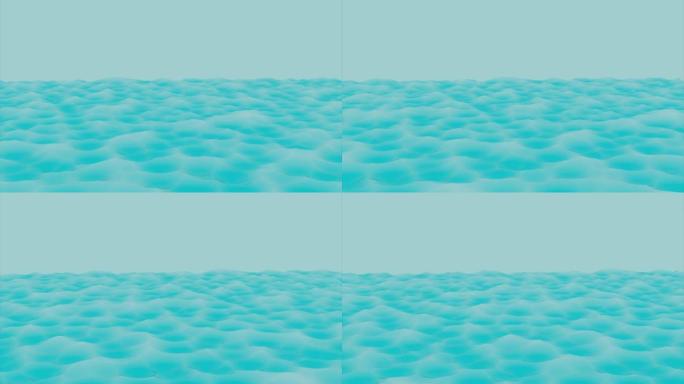 变形表面上柔和的蓝色哑光材料的抽象冻结波。设计。抽象的几何表面，如具有3d凸起的景观或地形。