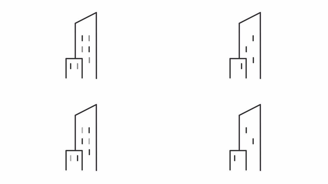 动画建筑线性图标