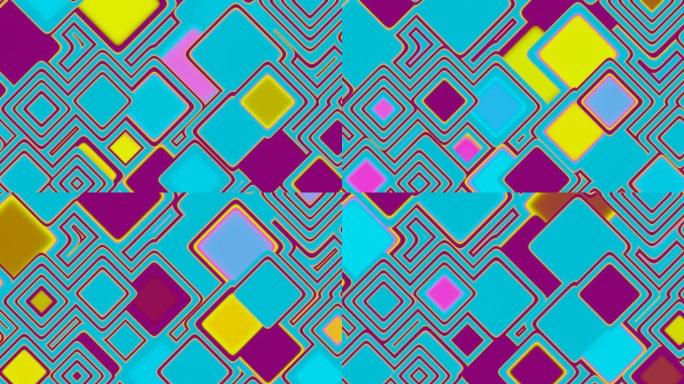 抽象彩色正方形变化大小的脉动动画