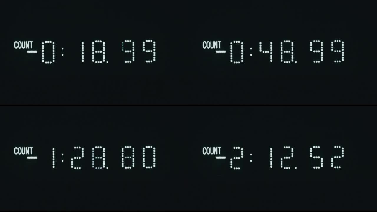 录像机时间码、录像机播放器、复古发光二极管指示器上的倒带计数器