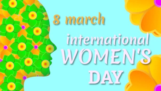 8 3月国际妇女节贺卡动画有两朵大旋转花。
