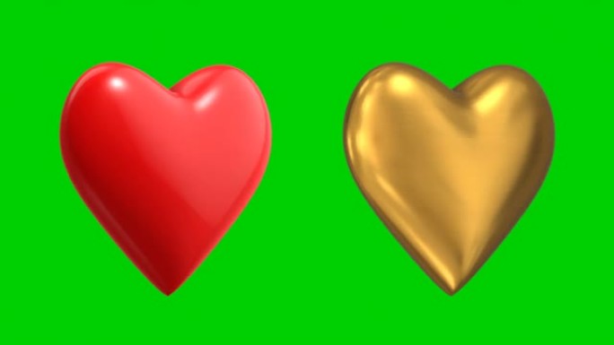 心脏符号的3D动画 (循环4k色度键)