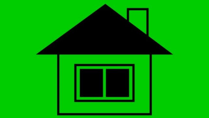房子的象征。扁平黑色图标。家居、房地产的概念。矢量插图孤立在绿色背景上。