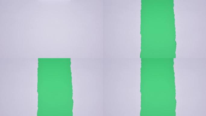 绿色屏幕背景上的撕纸过渡