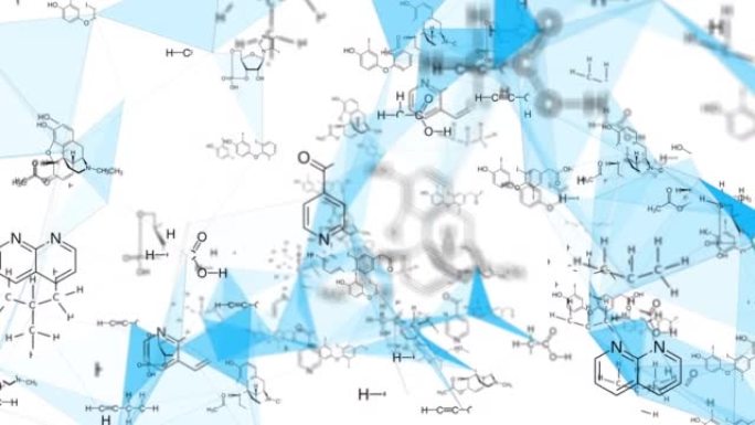 抽象数字空间中白色背景上结构化学式的动画。