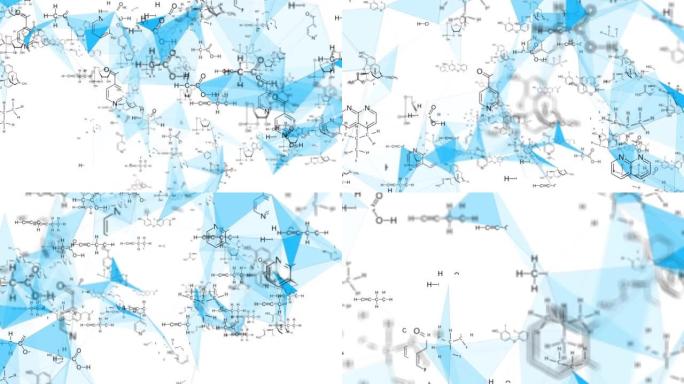 抽象数字空间中白色背景上结构化学式的动画。