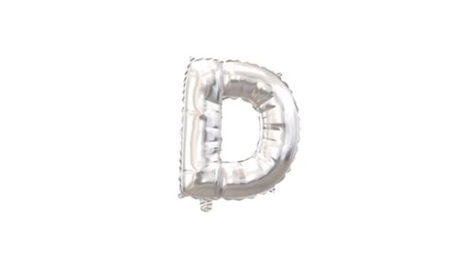 带字母D的氦气球。循环动画。