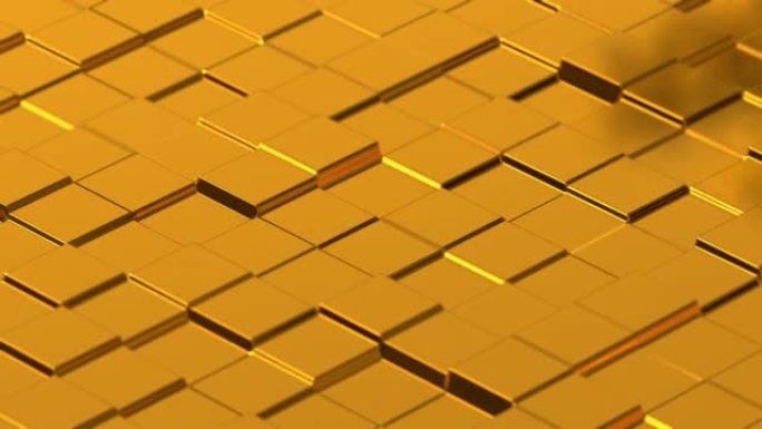 闪烁的金色金属方形瓷砖地板