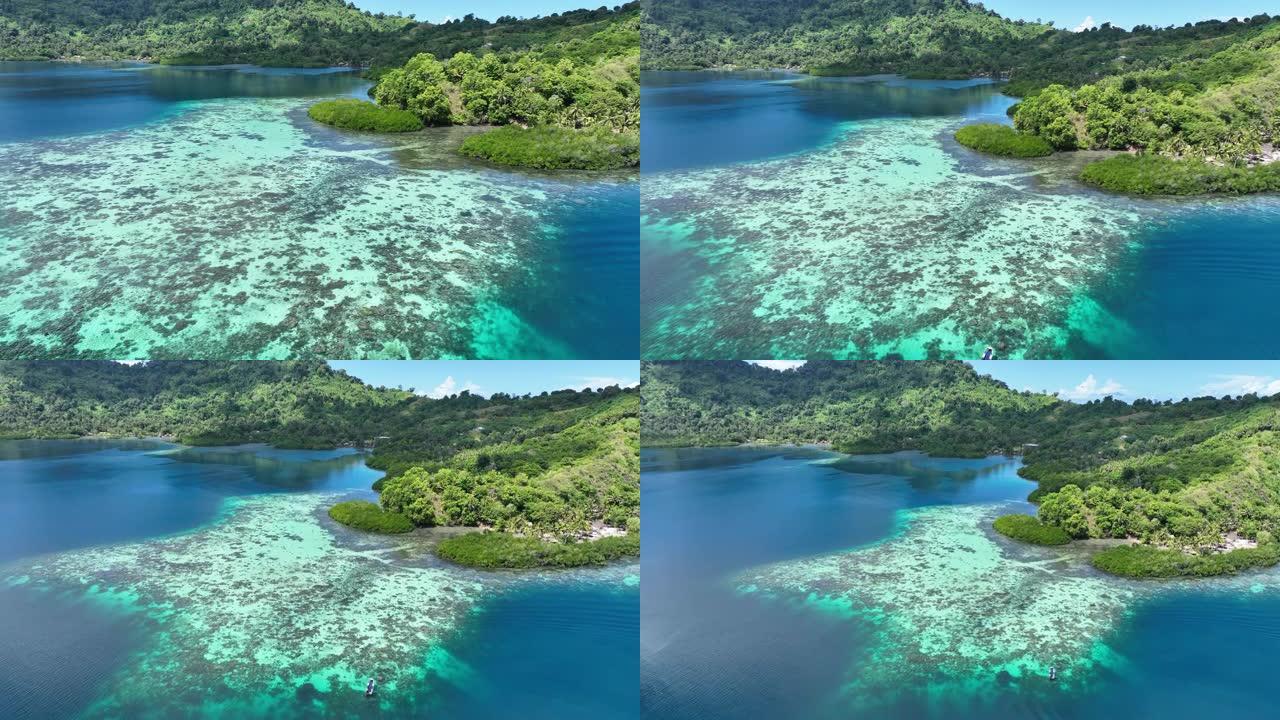美拉尼西亚美丽珊瑚礁和岛屿的鸟瞰图