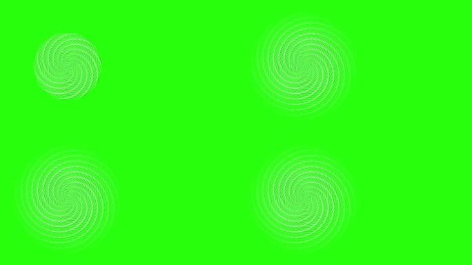 氖多面体在绿色背景上缓慢旋转并变成形状