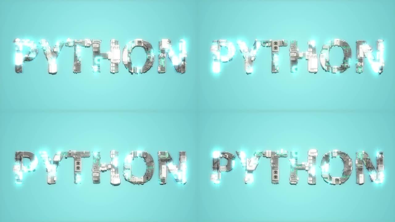 明亮的电光闪耀蓝色控制论文本PYTHON循环视频