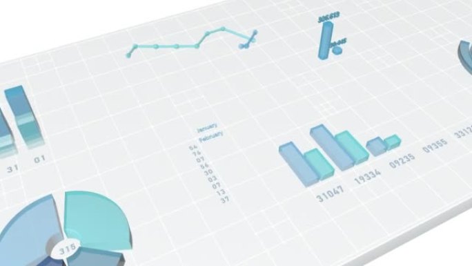 图表分析和数据统计。桌子上办公室未来的工作区。
