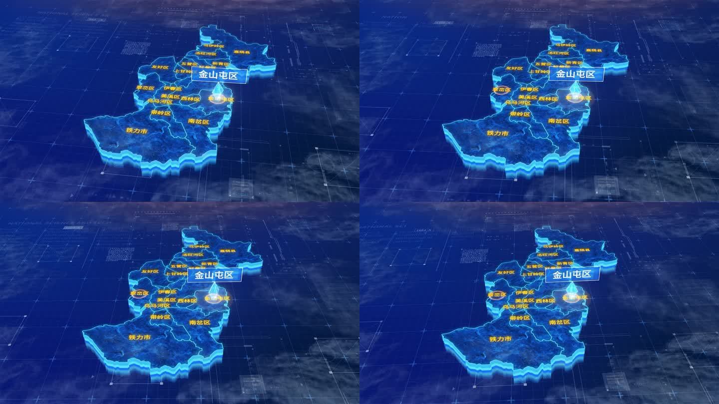 伊春市金山屯区蓝色三维科技区位地图