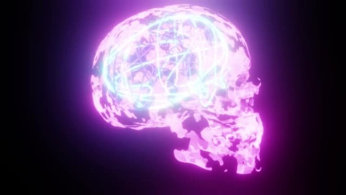 粉色霓虹头骨与蓝色大脑bacgrkound VJ循环