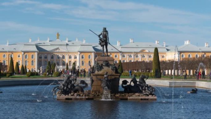 Time lapse Petergof or Peterhof, known as Petrodvo