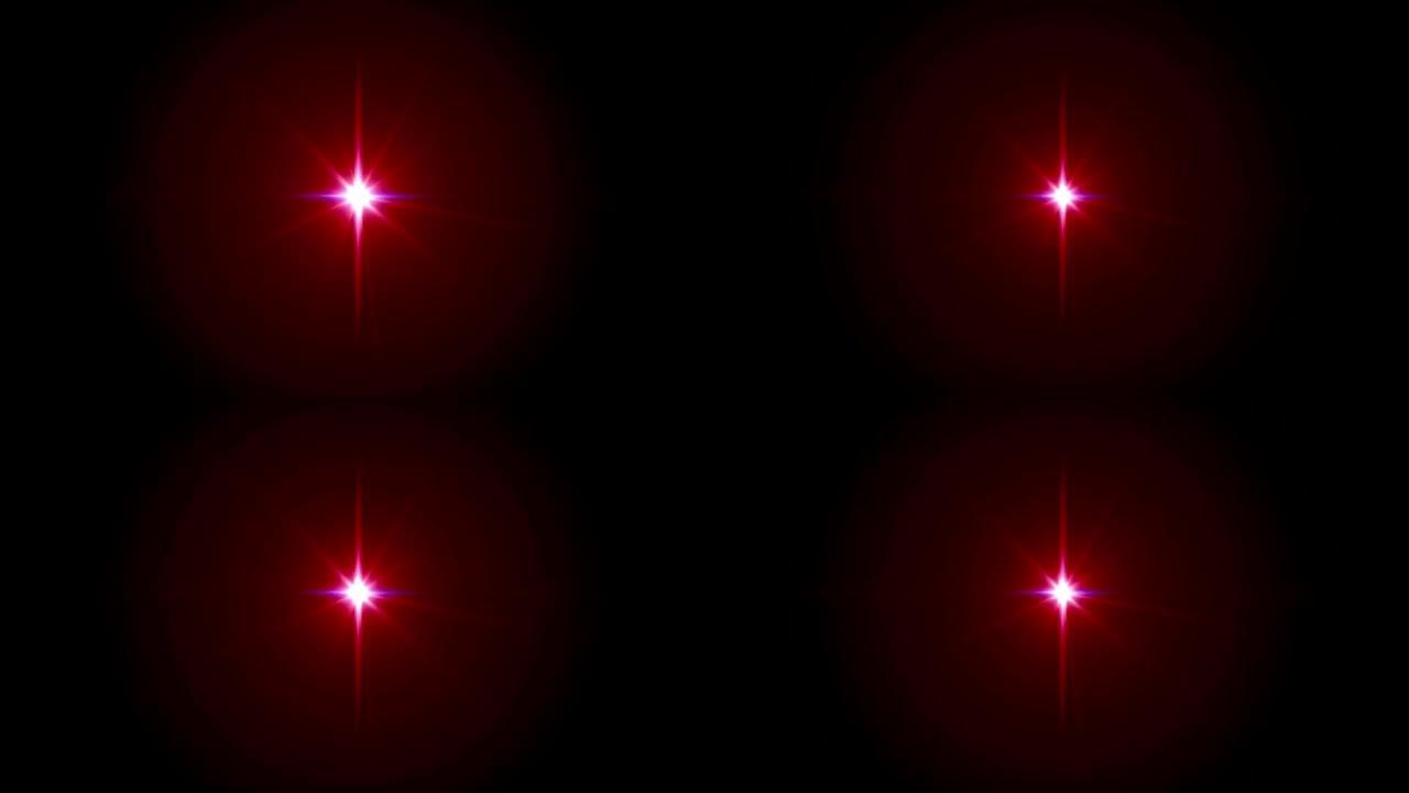 黑色背景上逼真的红光镜头光斑隔离。