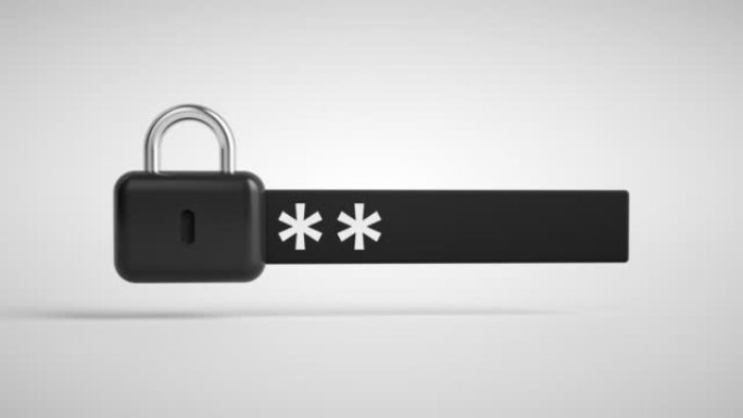 密码保护的安全登录概念。安全概念挂锁登录密码。3d渲染