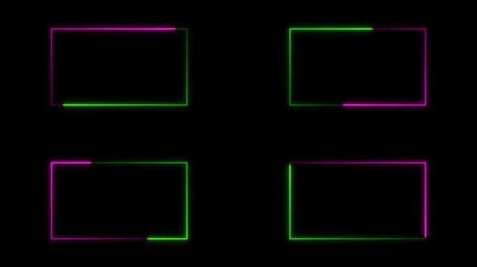 霓虹灯发光颜色移动无缝艺术循环背景抽象运动屏幕背景动画盒形状4k循环线。
