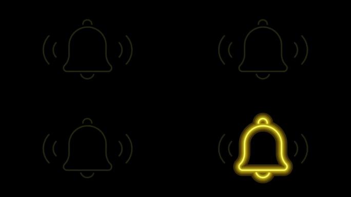 黑色背景上的动画黄铃隔离。