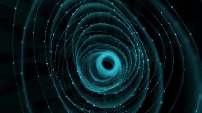抽象科幻蓝色隧道。虫洞吸收网络空间。3D门户。未来派幻想高科技漏斗。3d渲染。