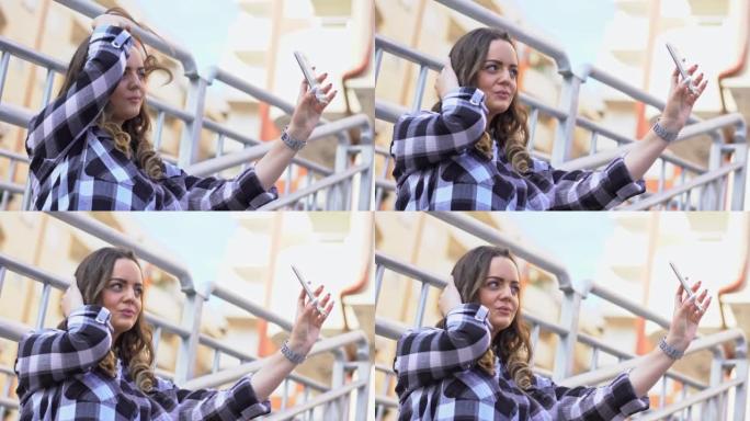 Woman taking selfies outdoor