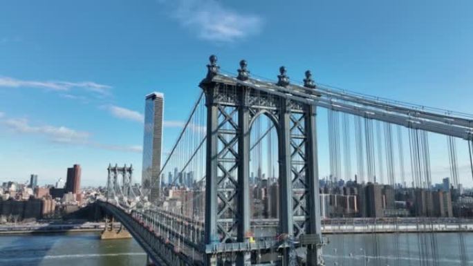 纽约市大桥上的曼哈顿天际线