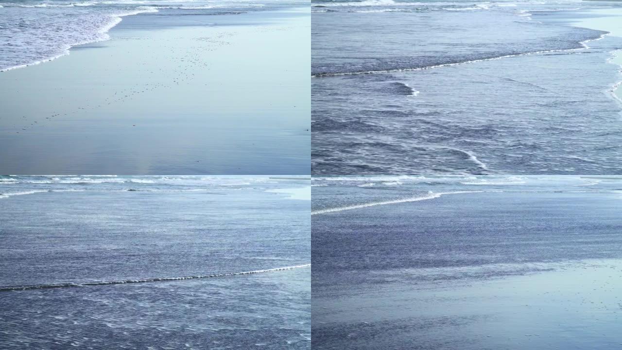 海浪冲击海滩海边沙滩大海海水