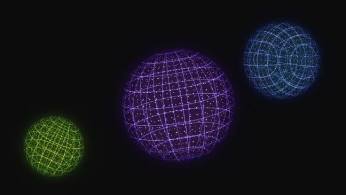 3d球体线框模型在60fps的空白背景中旋转。60fps的球体旋转动画。空间中的球体。