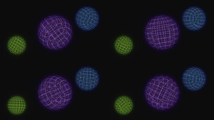 3d球体线框模型在60fps的空白背景中旋转。60fps的球体旋转动画。空间中的球体。