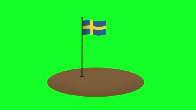 绿色屏幕上数字生成瑞典国旗