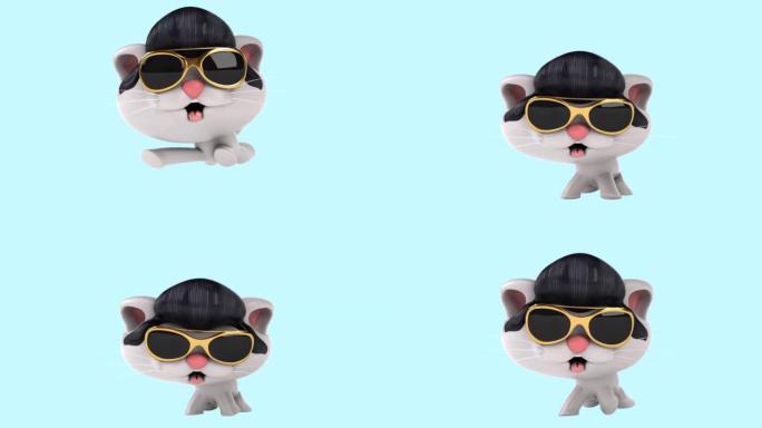 有趣的3D卡通摇滚明星猫与阿尔法频道