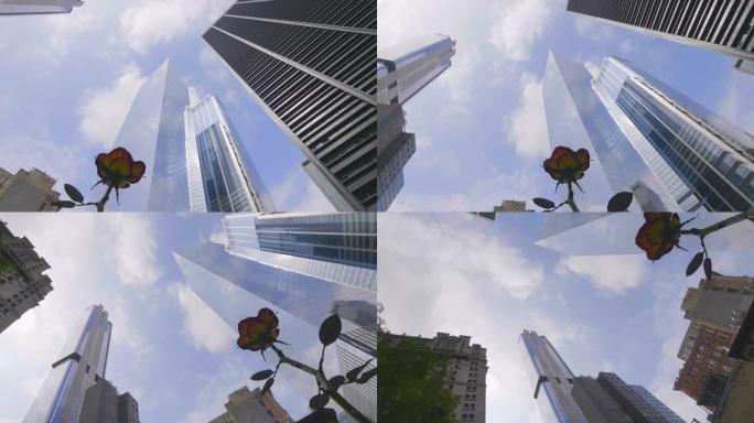 纽约市玻璃摩天大楼4k慢动作60fps