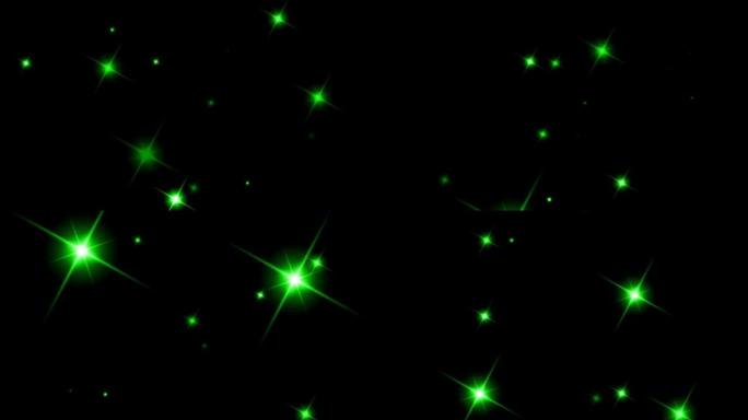 黑色背景上的动画绿光闪烁。