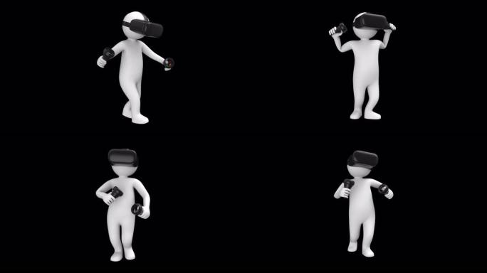 火柴人虚拟现实耳机舞蹈循环