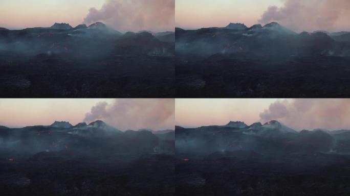 吸烟原始火山景观冰岛