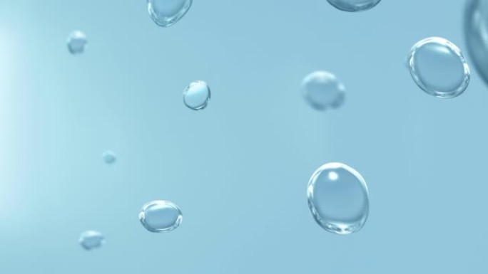抽象上升气泡动画循环中性蓝色美女展示水背景