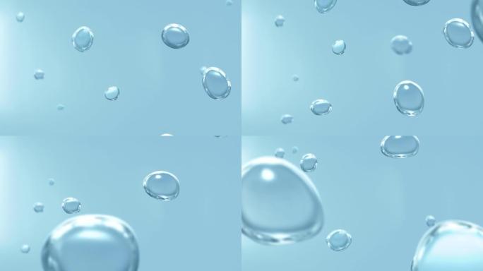 抽象上升气泡动画循环中性蓝色美女展示水背景