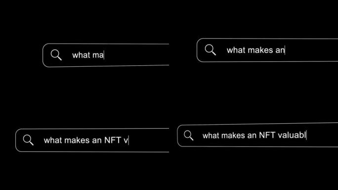 搜索栏打字问题-是什么让NFT有价值？孤立在黑色背景上。Nft很有价值，因为它们可以验证不可替代资产