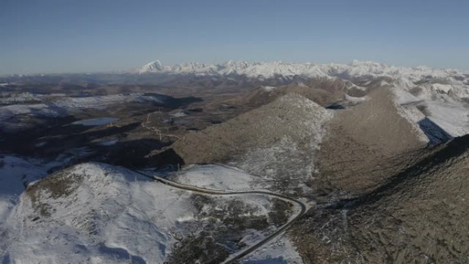 中国，四川省，葛聂申山，航拍雪山风光