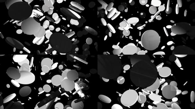抽象圆形平面3D动画数字背景和粒子运动图形可循环元素。方形，metaverse技术，数字数据盒容器，
