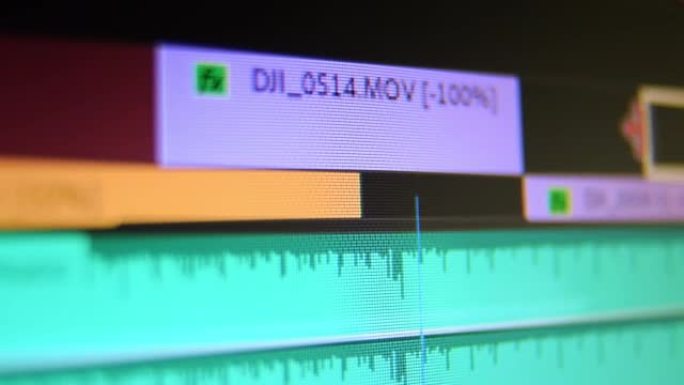 电影编辑软件低dof宏计算机屏幕中的编辑时间线。