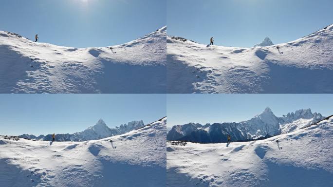 爬雪山梅里雪山虫草线攀登雪山的人克服困难