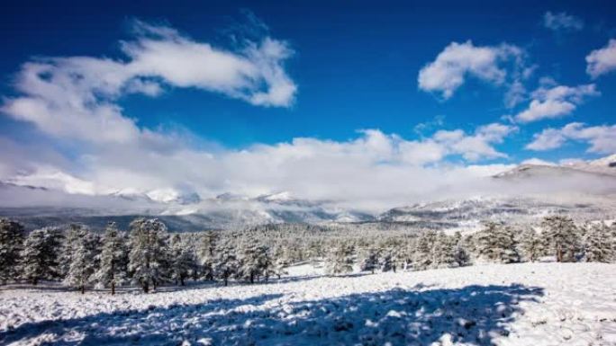 时间流逝-冬季科罗拉多州落基山国家公园的雪谷